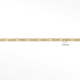 2.5mm Figaro Diamond Cut 14k Gold Chain - Nina Wynn