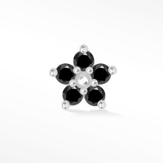 Black Diamond Flat Back Earring Small Buttercup 14k White
