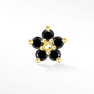 Black Diamond Flat Back Earring Small Buttercup 14k Yellow