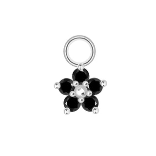 Black Diamond Buttercup Med Mini Charm 14K White Gold