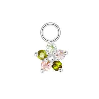 Multi Tourmaline Buttercup Med Mini Charm 14K White Gold