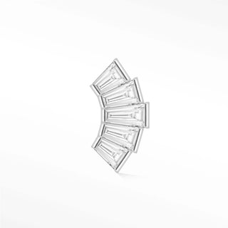 Flat Back Earring Moissanite Sunburst Baguette Climers Small 14K White