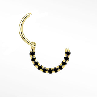 Clicker 16G Black Diamond Pave 14K Yellow