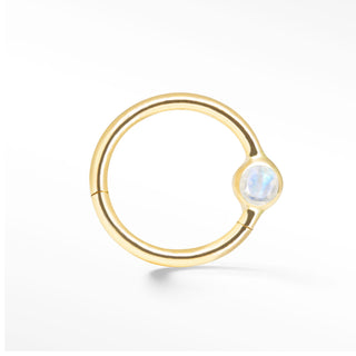 Round Bezel in Moonstone 14k Yellow Gold Seam Ring