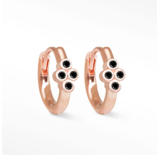Brielle 13mm Black Diamond Gold 14k Rose Hoop Earrings