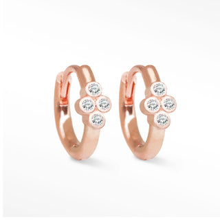 Brielle 13mm Diamond Gold 14k Rose Hoop Earrings