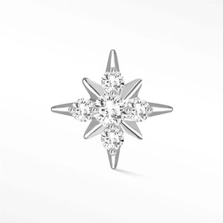 Flat Back Earring Diamond Starburst 6.5mm 14K White