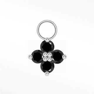 Black Diamond Clover Small Mini Charm 14K White Gold