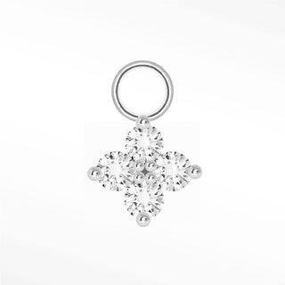 Diamond Clover Small Mini Charm 14K White Gold