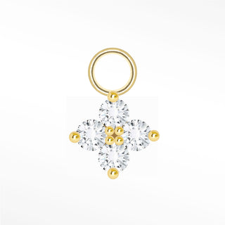 Diamond Clover Small Mini Charm 14K Yellow Gold