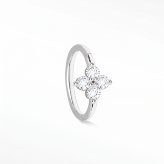 Clicker 16G Diamond Clover 14K White