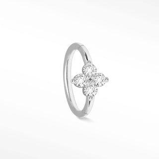 Clicker 18G Diamond Clover 14K White