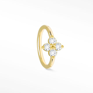 Diamond Clover Small 16G Clicker 14K Yellow