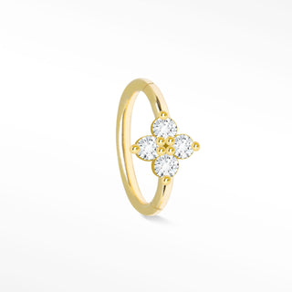 Clicker 18G Diamond Clover 14K Yellow