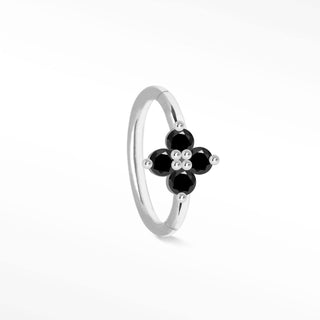 Clicker 16G Black Diamond Clover 14K White