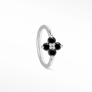 Clicker 16G Black Diamond Clover 14K White