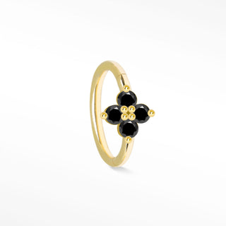 Clicker 16G Black Diamond Clover 14K Yellow