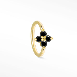 Clicker 16G Black Diamond Clover 14K Yellow