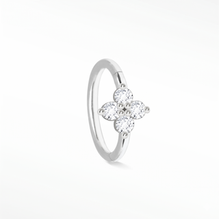 Clicker 18G Diamond Clover 14K White