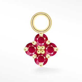 Ruby Clover Med Mini Charm 14K Yellow Gold