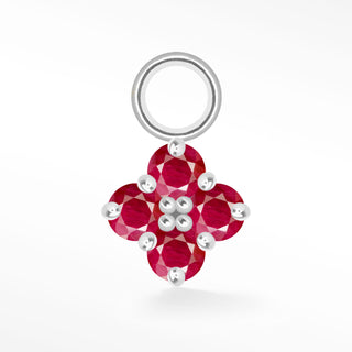 Ruby Clover Med Mini Charm 14K White Gold