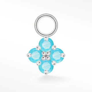 Turquoise Clover Med Mini Charm 14K White Gold