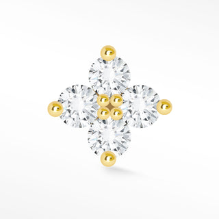 Diamond Flat Back Earring Clover 14k Yellow