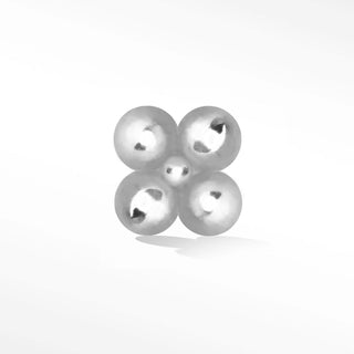 Flat Back Earring Clover bead Med 14k White