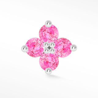 Flat Back Earring Ruby Clover Med 14k White