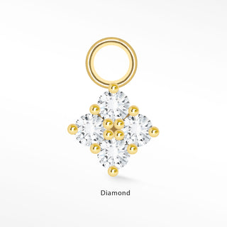Diamond Clover Med Mini Charm 14K Yellow Gold
