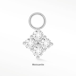 Diamond Clover Med Mini Charm 14K White Gold