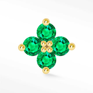Flat Back Earring Emerald Clover Large 14K Yellow