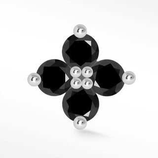 Flat Back Earring Black Diamond Clover X-Large 14k White