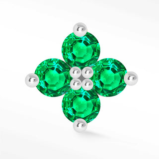 Flat Back Earring Emerald Clover x-Large 14K White