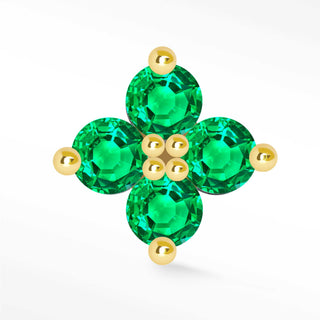 Flat Back Earring Emerald Clover x-Large 14K Yellow