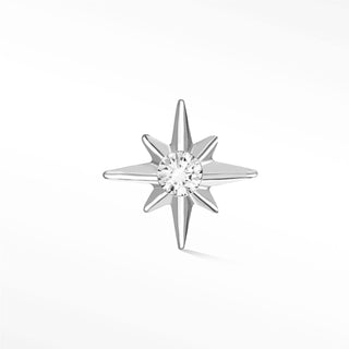Flat Back Earring Diamond Shining Star X-Small 14k White