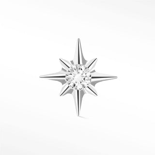 Flat Back Earring Diamond Shining Star Small 14k White