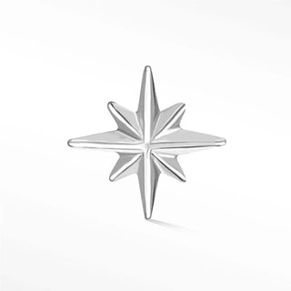 Flat Back Earring Shining Star Med 14K White