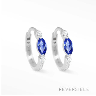Diana Blue Sapphire 14K White Gold Reversible Huggies 12mm