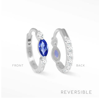 Diana Blue Sapphire 14K White Gold Reversible Huggies 12mm