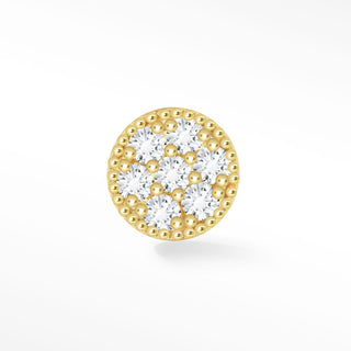 Flat Back Earring Diamond Glazed Donut Med 14k Yellow