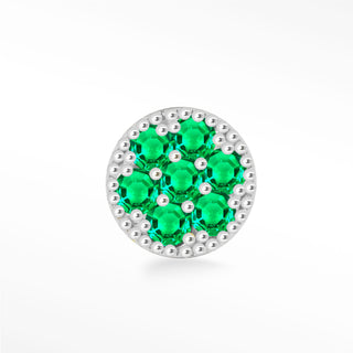 Flat Back Earring Emerald Glazed Donut 14K White