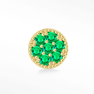 Flat Back Earring Emerald Glazed Donut 14K Yellow