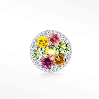 Flat Back Earring Multi Tourmaline Glazed Donut 14K White