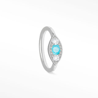 Clicker 18G Turquoise & Diamond Evil Eye 14K White