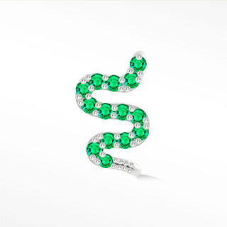 Flat Back Earring Emerald Snake X-Large 14K White