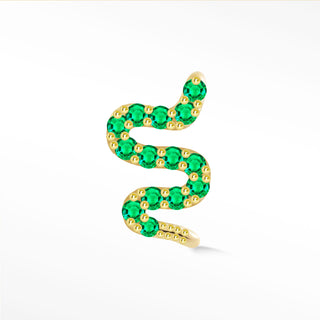 Flat Back Earring Emerald Snake 14K Yellow