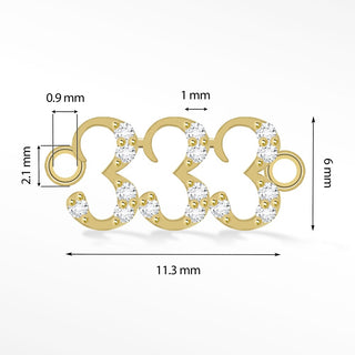 Angel Numbers 6mm Diamond 14k Yellow Gold Connectors for Permanent Jewelry