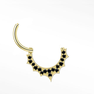 Clicker 16G Black Diamond Crowned 14K Yellow