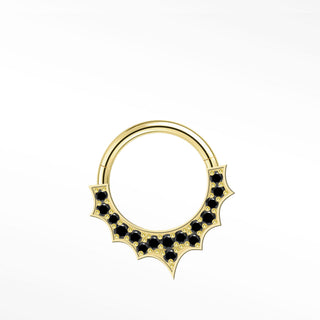 Clicker 16G Black Diamond Crowned 14K Yellow